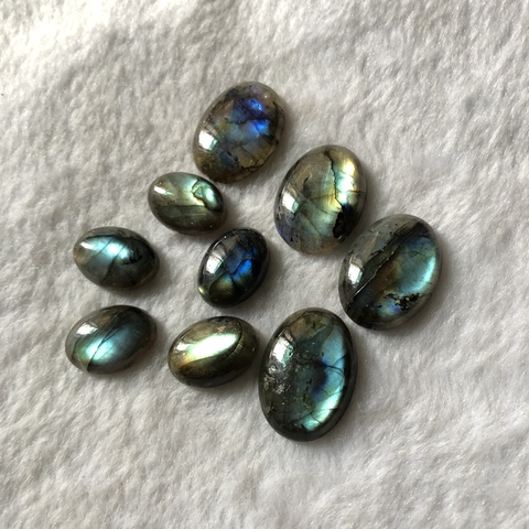 En gros 2 pièces forte bleu Flash Labradorite perle Cabochon 11x14mm 13x18mm 18x25mm ovale pierre gemme perle, bijoux anneau visage ► Photo 1/6
