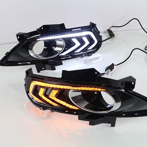 Voiture clignotant 2 pièces voiture DRL 12V LED feux de jour avec virage jaune relais de Signal pour Ford Mondeo Fusion 2013 2014 2015 2016 ► Photo 1/6