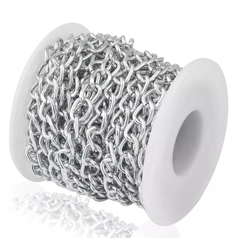 Rouleau, chaînes à bordures torsadées en Aluminium sans soudure avec bobine, 5 m/ensemble F50, 10x6.5x1.8mm ► Photo 1/6