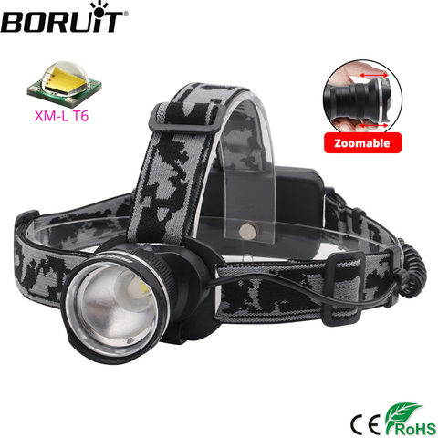 BORUiT-lampe frontale étanche, lampe torche puissante Rechargeable 3 modes, Rechargeable RJ-2190, T6 LED, 18650, 3000LM, chasse ou Camping ► Photo 1/6