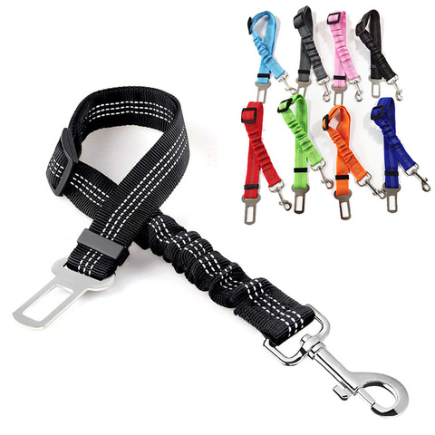 Fournitures pour animaux de compagnie voiture ceinture de sécurité chien ceinture de sécurité chien laisse véhicule ceinture réglable amorti élastique réfléchissant corde de sécurité pour chien chat ► Photo 1/6