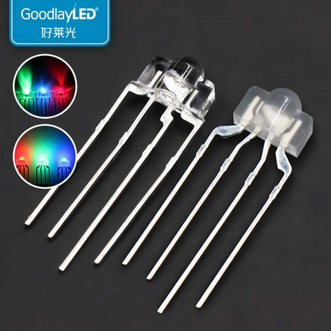 1000 pièces 3mm tête ronde quatre jambe diffusé polychrome transparent rvb commun négatif et commun positif DIP LED ► Photo 1/5