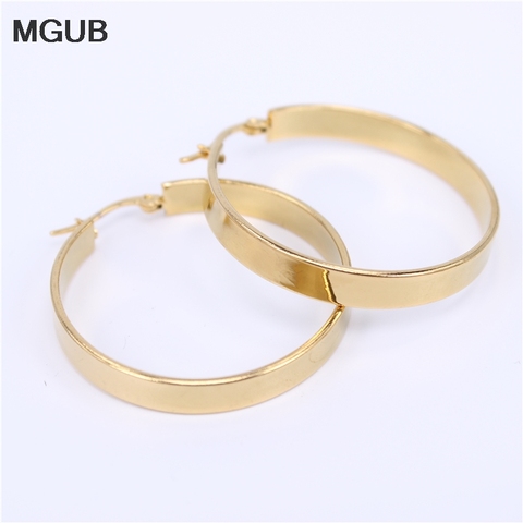 MGUB 20mm-40mm acier inoxydable bijoux boucles d'oreilles femmes mode bijoux Or couleur simple populaire LH138 ► Photo 1/6