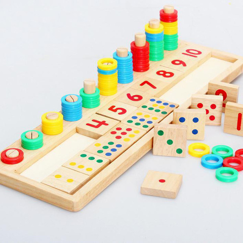 Matériel Montessori en bois pour enfants, apprendre à compter les nombres, jouets pédagogiques de maths assortis, tableau logarithme ► Photo 1/5