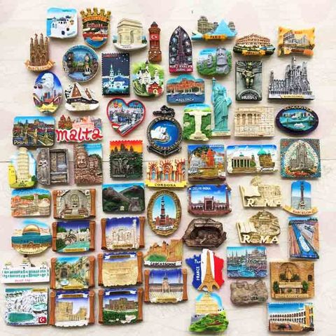BABELEMI-aimant de réfrigérateur, en porcelaine marbrée, grèce, turquie, singapour, cambodge, états-unis, France, Canada, inde, aimant Souvenir de réfrigérateur ► Photo 1/6