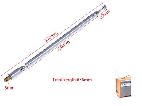 Antenne télescopique de remplacement pour Radio TV, 765mm, 7 Sections ► Photo 1/6