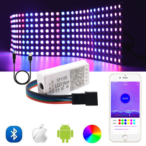 WS2812B écran de panneau de LED WS2812 8*8 16*16 8*32 Pixels lumière de Module avec contrôleur Bluetooth SP110E adressable individuellement 5V ► Photo 1/6