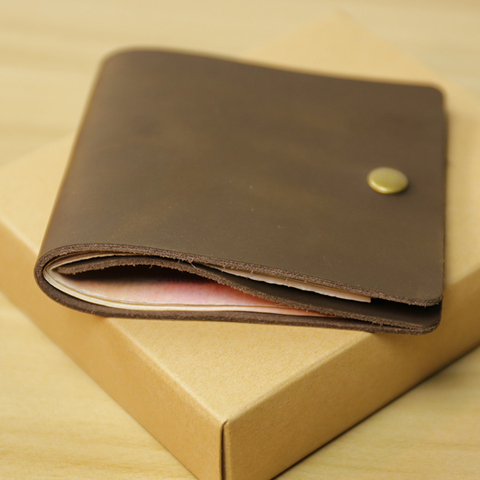 Porte-cartes en cuir artisanal rétro minimaliste, portefeuille pour cartes de crédit hommes femmes Porte-cartes en cuir ► Photo 1/6