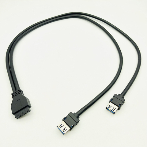 Câble de panneau avant USB 3.0 Hub USB 3.0 à 20 broches, double Port USB 3.0 femelle vers carte mère, câble adaptateur connecteur 20 broches ► Photo 1/6