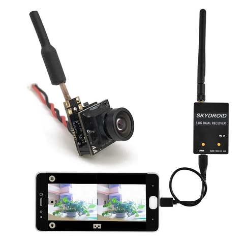 Émetteur FPV 5.8G 25mw 800TVL HD, Micro caméra CMOS et récepteur FPV, vidéo UVC, liaison montante OTG VR, téléphone Android pour drone de course ► Photo 1/6