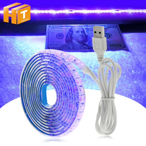 DC5V USB UV Led Bande Lumière 2835 Désinfection aux ultraviolets Lampe à Cordes BRICOLAGE Flexible LUMIÈRE LED Pour DJ Fluorescence Partie ► Photo 1/6