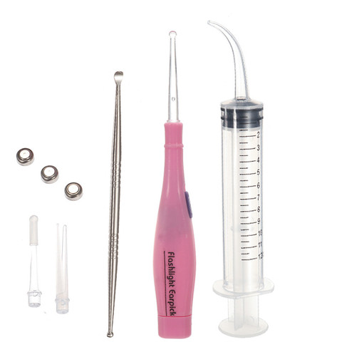 Kit d'outils pour enlever la pierre de tonification, avec boîte, 3 embouts, cure-oreille, irrigateur 12cc, outil de soins buccaux propres ► Photo 1/6