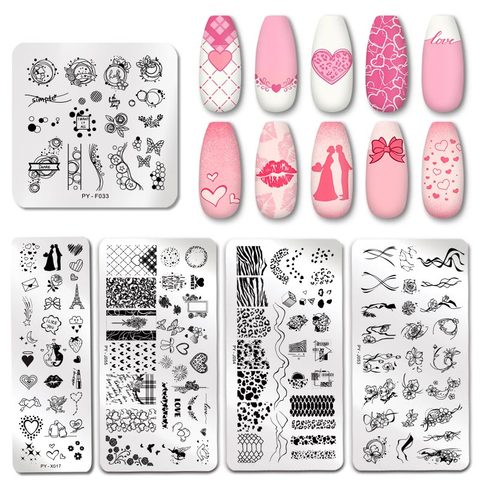 PICT YOU saint valentin ongles estampage plaques Rose fleur amour motif Nail Art plaque surimpression timbre pochoirs conception moules ► Photo 1/6