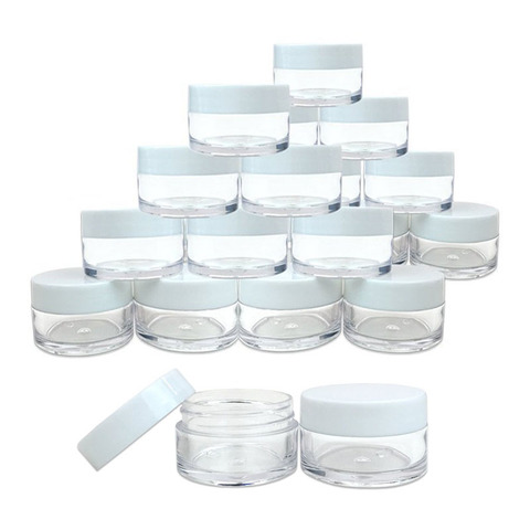 Pots vides en plastique pour cosmétiques, 2g 3g 5g 10g 15g 20g, couvercles blancs, Pots transparents, bouteilles, fard à paupières, maquillage, crème, baume à lèvres, conteneurs, 10 pièces ► Photo 1/6