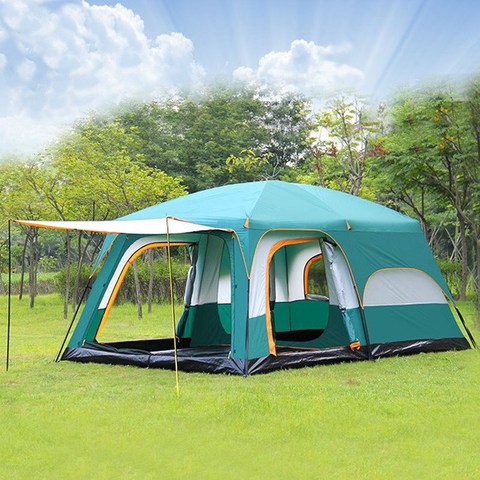 Tente de camping ultralégère pour 6 à 12 personnes, à une salle, deux chambres, double couche, pour fêtes en plein air ► Photo 1/3