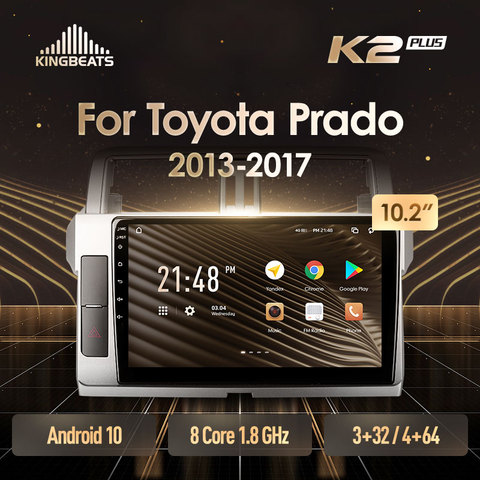 KingBeats Android 10 octa-core unité de tête HU 4G en tableau de bord autoradio multimédia lecteur vidéo Navigation GPS pour Toyota Land Cruiser Prado 150 2013 - 2017 aucun dvd 2 din Double Din Android autoradio 2din ► Photo 1/6