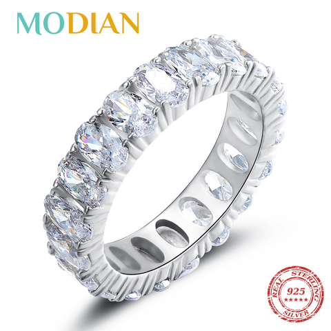 Modian-bague ovale en argent Sterling 100% pour femmes, bijou fin de luxe, pour fiançailles de mariage, AAAAA CZ, nouveauté, classique, scintillante ► Photo 1/5