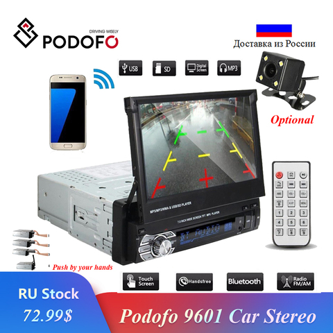 Podofo autoradio Audio Radio Bluetooth 1DIN 7 