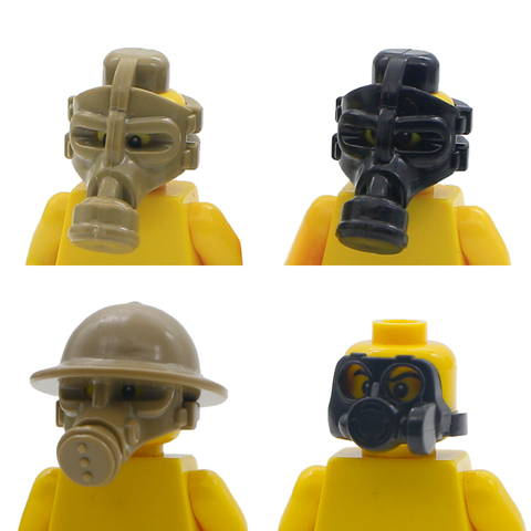 Masques de soldats WW2, briques MOC, blocs de construction, masques à gaz, accessoires militaires, casque en verre, SWAT, jouets de Police compatibles avec arme de l'armée ► Photo 1/6