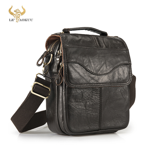Sac à bandoulière en cuir de vache pour homme, sacoche de qualité originale, décontractée, à la mode, avec coussinet de 8 pouces, fourre-tout, 144 ► Photo 1/6
