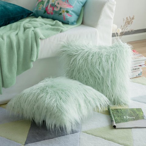 Fourrure housse de coussin décoratif cheveux longs oreiller en peluche nouvelle série de luxe Style Faux jet coussin décor ► Photo 1/3