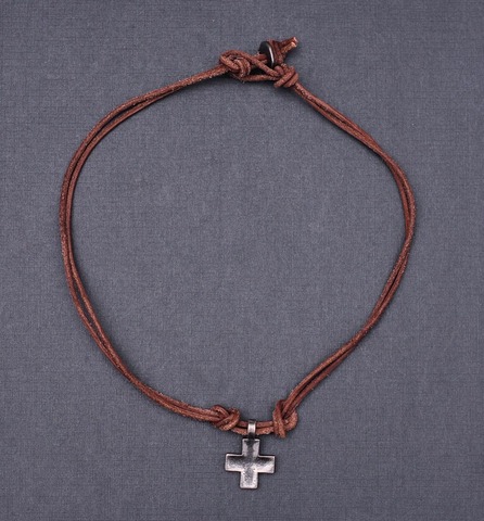 Collier ras du cou en cuir et dentelle, style Punk motard, surfeur marron, pendentif croix mignon, 18 pouces ► Photo 1/5