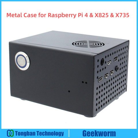 Raspberry Pi X825 SSD & HDD SATA carte boîtier métallique assorti + interrupteur + ventilateur froid, châssis en nid d'abeille pour X825 Raspberry Pi 4 modèle B X735 ► Photo 1/6