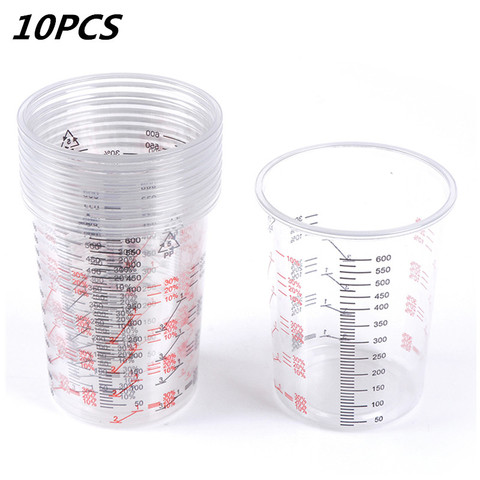 10 pièces en plastique peinture mélange tasse 600ml mélangeur Pot peinture mélange calibrage tasse pour mélange précis de peinture et de liquide de haute qualité ► Photo 1/6