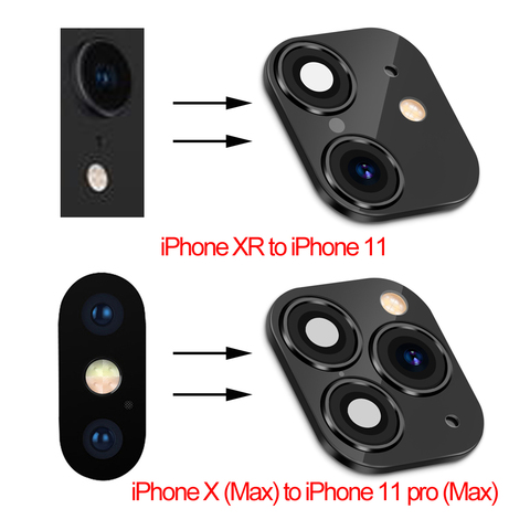 Faux autocollant d'objectif d'appareil photo secondes pour iPhone téléphone mise à niveau protecteur d'écran pour iPhone X / XS Max changement pour iPhone 11 pro Max ► Photo 1/4