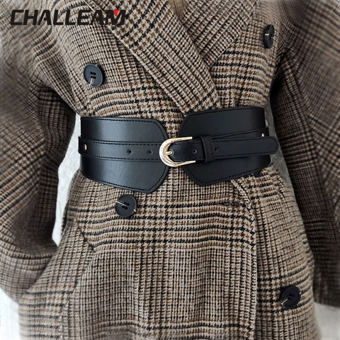 Luxe dames large ceinture élastique vintage boucle en cuir large mode sauvage boucle ardillon femmes ceinture taille joint ceinture x208 ► Photo 1/6