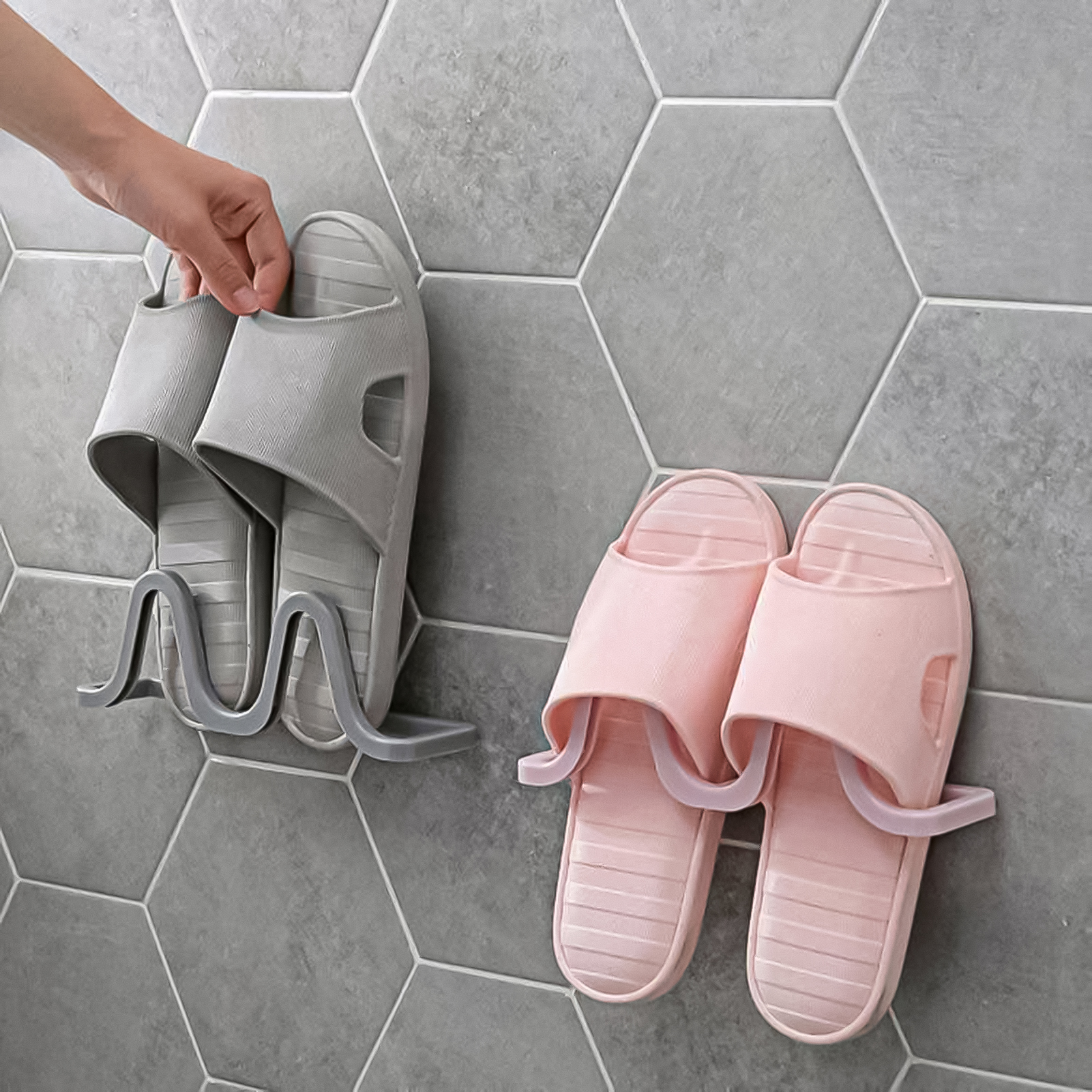 Porte-chaussures mural pour salle de bain, organisateur de chaussures pour la maison, gain de place, cintre pour pantoufles ► Photo 1/6