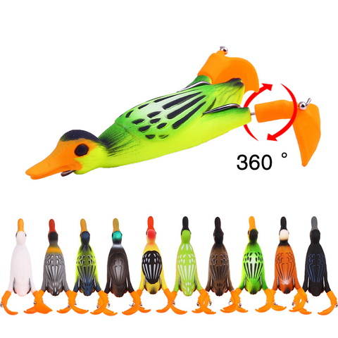 1 pièces hélice flipper canard pêche leurre pêche au canard grenouille leurre 9.5cm 11.2g appât artificiel caneton 3D yeux jour appâts basse ► Photo 1/6