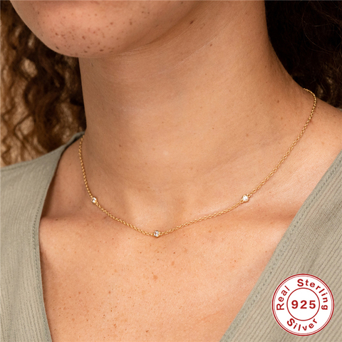 ROXI – Collier et pendentif en cristal et argent Sterling 925, chaîne de clavicule, ras du cou, pour femmes ► Photo 1/6
