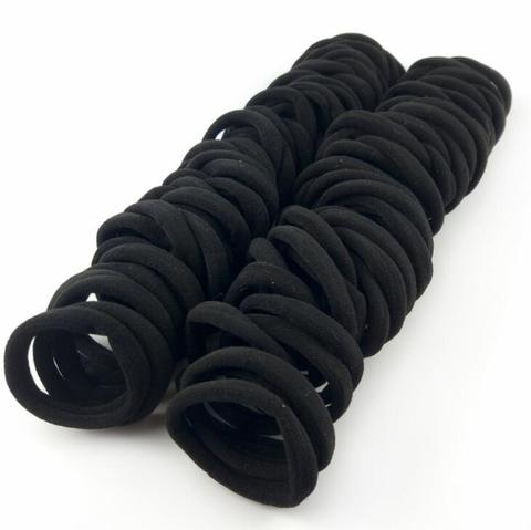 Chouchous colorés noirs pour femmes, 50 pièces/lot, bande de caoutchouc, élastiques sans couture pour queue de cheval ► Photo 1/6