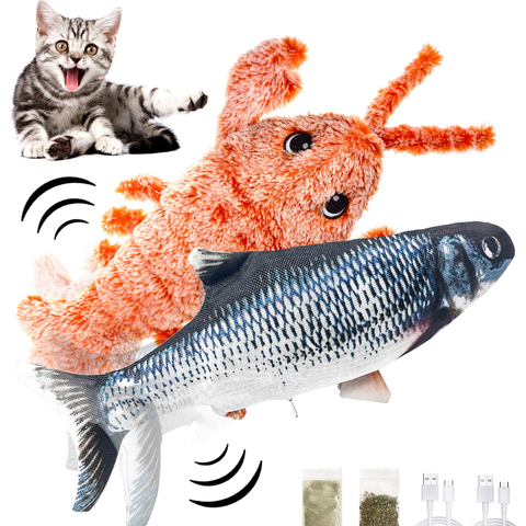 Jouets interactifs automatiques pour chat, poisson, herbe-aux-chats, poisson en mouvement, homard réaliste, jouet électrique en peluche pour chaton ► Photo 1/1