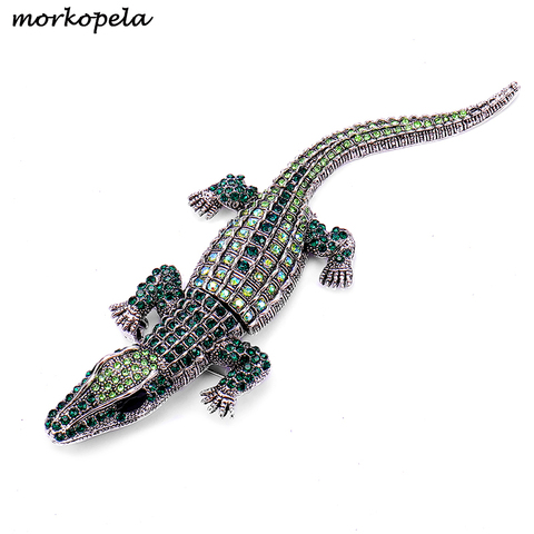 Morkopela-broches à strass Crocodile, broches d'animaux Vintage, broches pour femmes, broches en cristal, Alligator, bijoux, broches en métal ► Photo 1/6