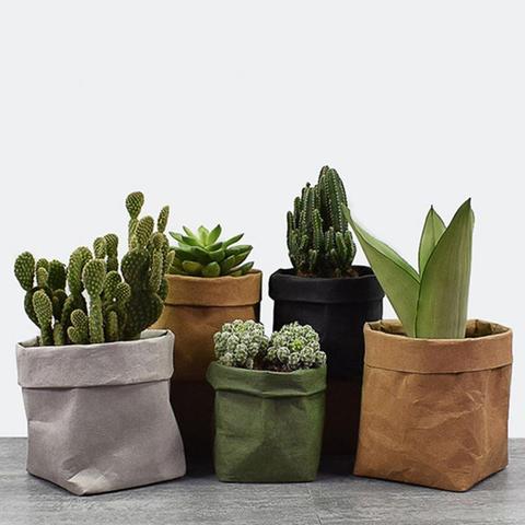 Mini Pot de jardin succulent réutilisable en papier lavable, Pot de fleurs de bureau écologique, sac de rangement multi-usage pour la maison ► Photo 1/6