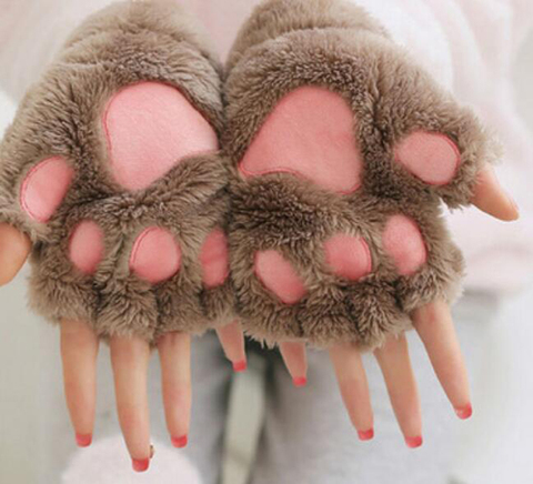 Costume pour demi-doigt | Mittes en peluche, griffe de chat mignonne, patte de chat, gants chauds et doux, gants de chat, petit doigt, cadeau de fête, nouvelle collection ► Photo 1/6