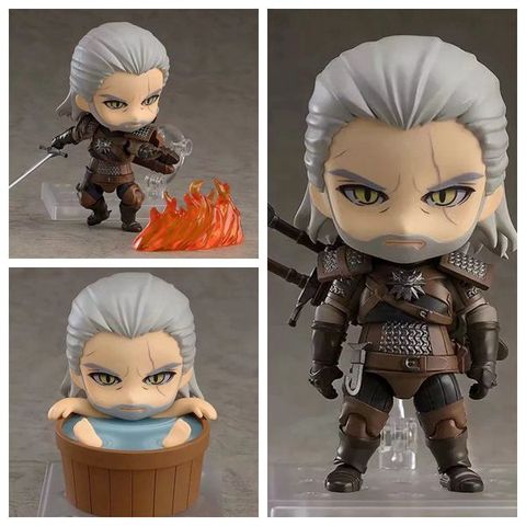 10cm Q Version witcher-ed 3 poupée chasse sauvage 907 Geralt de Rivia figurines loup blanc Geralt PVC modèle jouets ► Photo 1/6