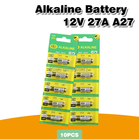 Batterie alcaline sèche 12V A27 27A G27A MN27 MS27 GP27A L828 V27GA ALK27A A27BP K27A VR27 R27A, pour sonnette d'alarme, télécommande de voiture, 10 pièces ► Photo 1/6