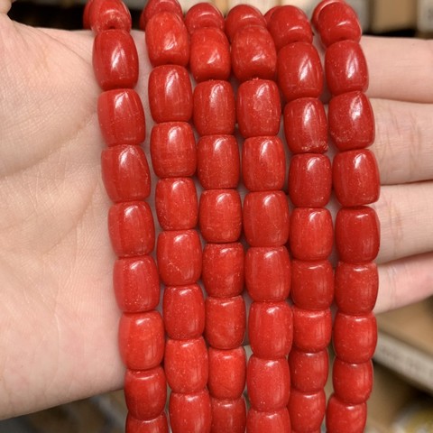 Perles de corail rouge en forme de tambour, pierre naturelle AA de haute qualité pour la fabrication de bijoux, bracelets à faire soi-même, brins de 15 pouces ► Photo 1/5