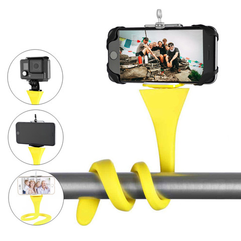 Support flexible de singe de trépied de monopode de bâton de selfie pour GoPro iPhone appareil-photo téléphone vélo de voiture universel ► Photo 1/6