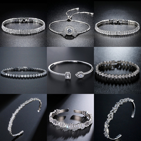 2022 nouvelle mode de luxe 925 en argent sterling tennis femmes bracelets bracelet pour les femmes de noël cadeau bijoux en gros S5877b ► Photo 1/6