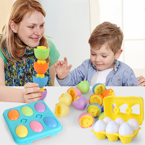 Jouets éducatifs Montessori oeufs intelligents, Puzzle 3D pour enfants, outil de forme mixte, reconnaissance des couleurs, jeu de correspondance des formes, jouets mathématiques ► Photo 1/6