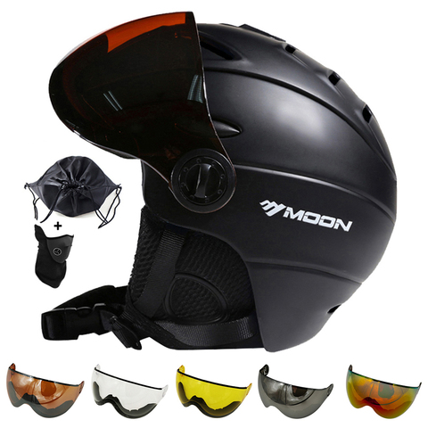 LUNE Meilleur Qualité Lunettes Ski Casque In-mold CE Certification Casque De Ski Snowboard ou Planche À Roulettes Casque Avec Lunettes ► Photo 1/6