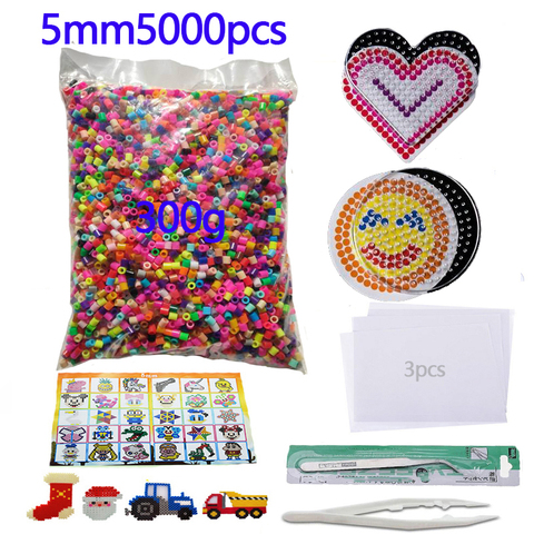 Perles Hama 5mm, 5000 pièces, 2 modèles + 3 papiers à repasser + 2 pinces, jouets éducatifs pour enfants, Diy, livraison gratuite ► Photo 1/6