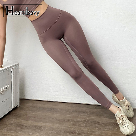 Legging de Yoga de Fitness taille haute, pantalon de sport élastique Push Up, serré pour femmes, couleur unie, fessier pour les fesses ► Photo 1/6