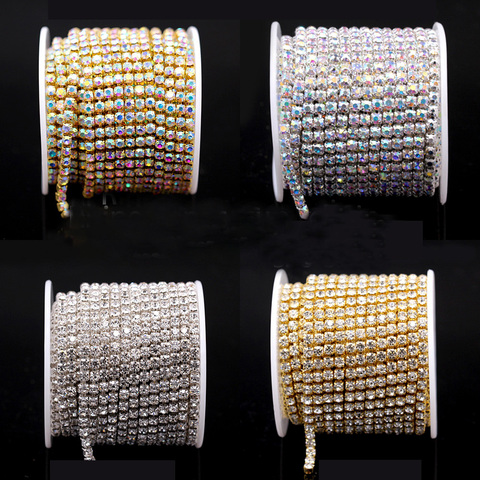 1Yard 10 Verges/Rouleau SS6-SS18 Brillant Cristal Strass Chaîne À Coudre Colle Pour Vêtements Bijoux Vêtements Accessoires Garniture Coupe Chaîne ► Photo 1/6