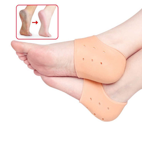 Semelles intérieures en Silicone pour les pieds, 2 pièces, Protection du talon, soins pour la fasciite plantaire et les gerçures ► Photo 1/6