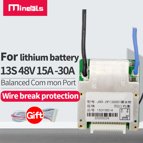 BMS 13S 48V li-ion e-bike PCM 18650, port commun avec carte de protection de batterie équilibrée, protection contre la température NTC électronique ► Photo 1/6